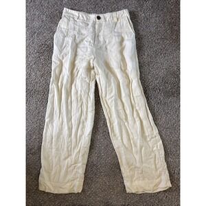 A New Day Women's Linen Pants Pleated Front Regular Cream Size 8